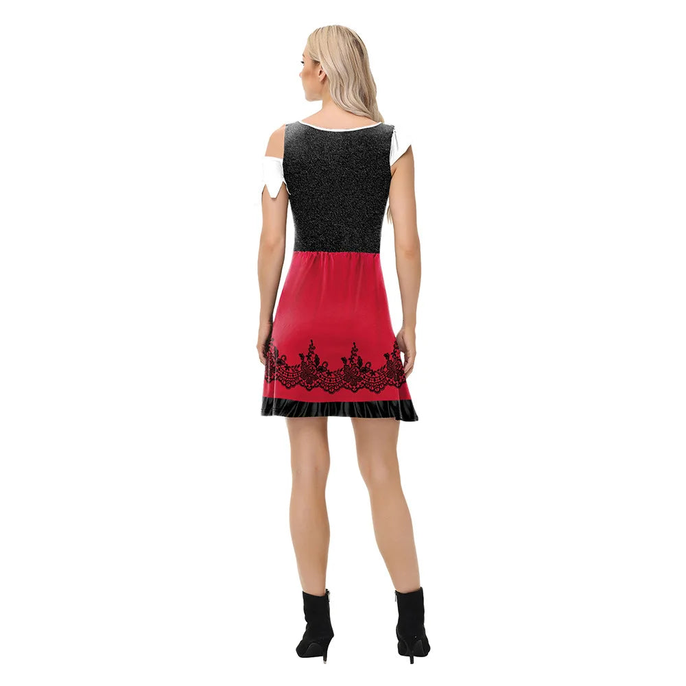 Damen Dirndl Kurzarm Mit Schnürung Und Rocksaum | Oktoberfest