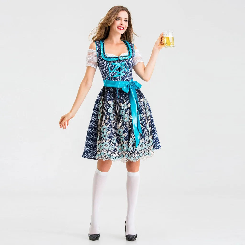 Damen Dirndl Mit Blumenstickerei Und Schleife | Oktoberfest
