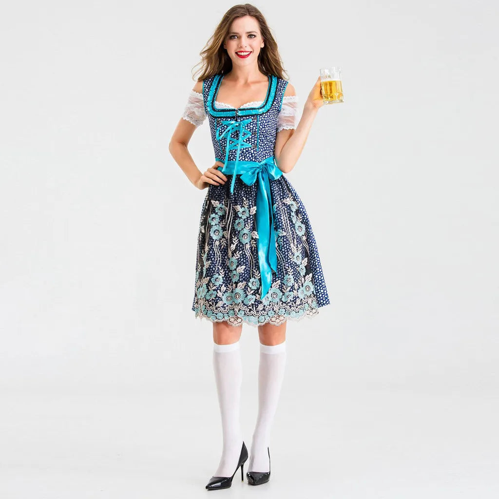 Damen Dirndl Mit Blumenstickerei Und Schleife | Oktoberfest
