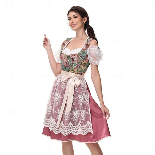 Damen Dirndl Mit Floralem Muster Und Schürze | Oktoberfest