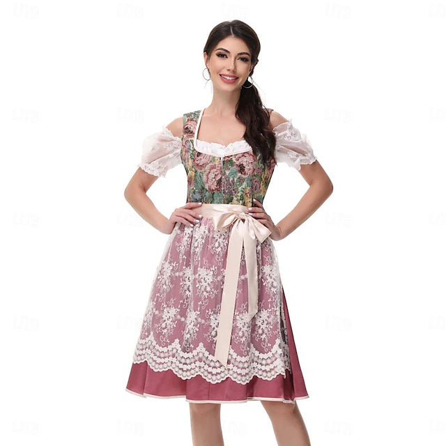 Damen Dirndl Mit Floralem Muster Und Schürze | Oktoberfest