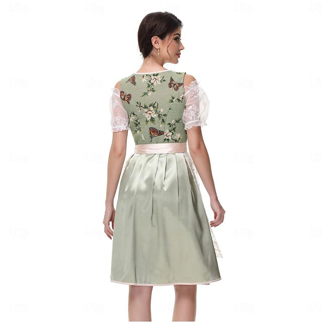 Damen Dirndl Mit Floralem Muster Und Schürze | Oktoberfest