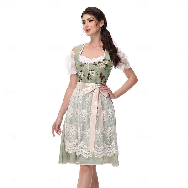 Damen Dirndl Mit Floralem Muster Und Schürze | Oktoberfest
