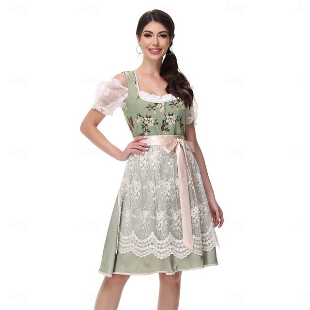 Damen Dirndl Mit Floralem Muster Und Schürze | Oktoberfest