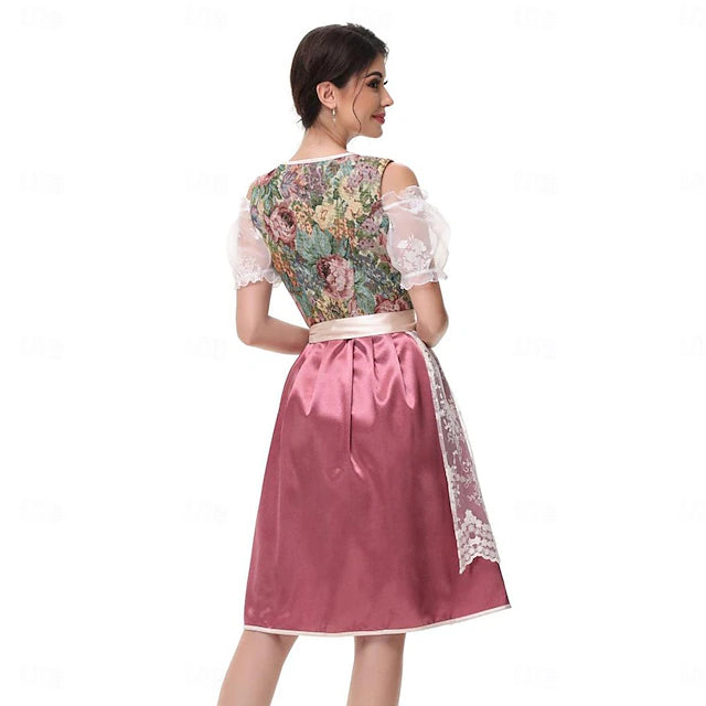 Damen Dirndl Mit Floralem Muster Und Schürze | Oktoberfest