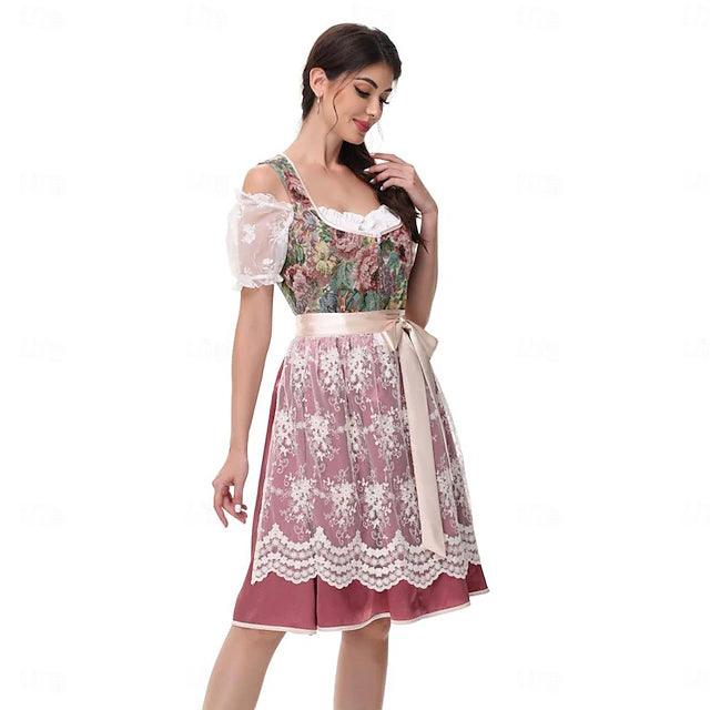 Damen Dirndl Mit Floralem Muster Und Schürze | Oktoberfest