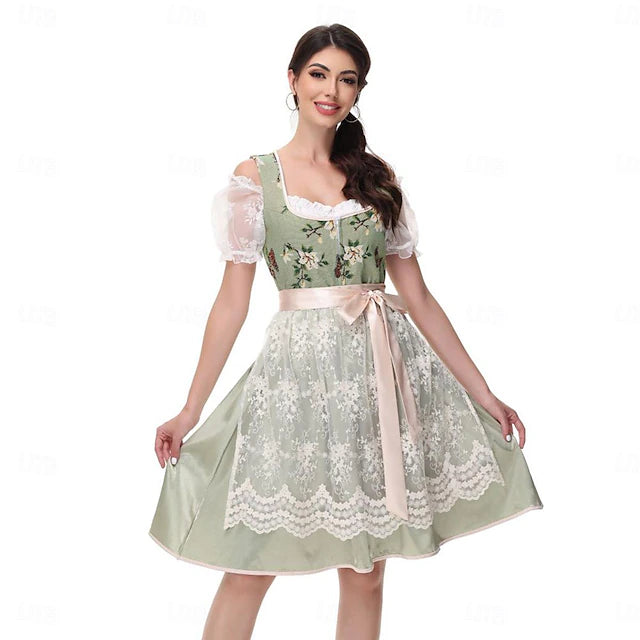 Damen Dirndl Mit Floralem Muster Und Schürze | Oktoberfest
