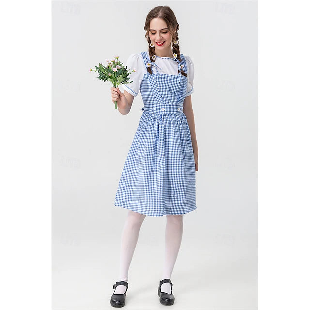 Damen Dirndl Mit Karomuster Und Trägern | Oktoberfest