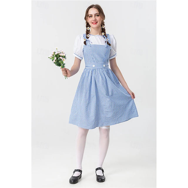 Damen Dirndl Mit Karomuster Und Trägern | Oktoberfest