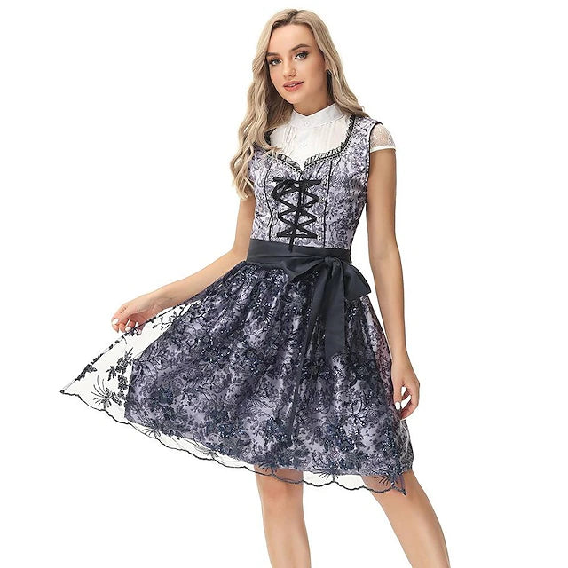 Damen Dirndl Mit Schnürung Und Floralem Rock | Oktoberfest