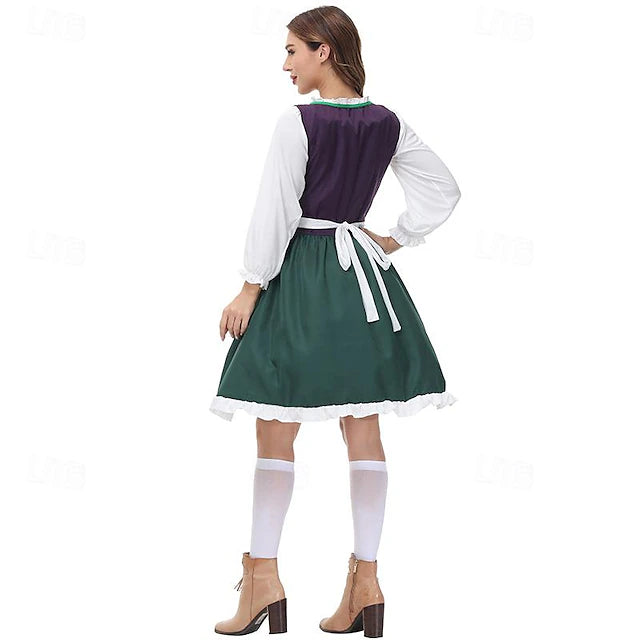 Damen Dirndl Oktoberfest Langarm Mit Schürze | Klassisch