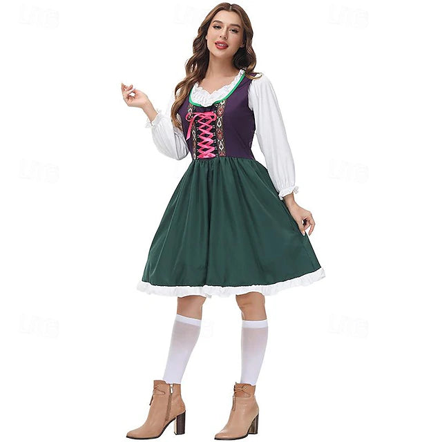 Damen Dirndl Oktoberfest Langarm Mit Schürze | Klassisch