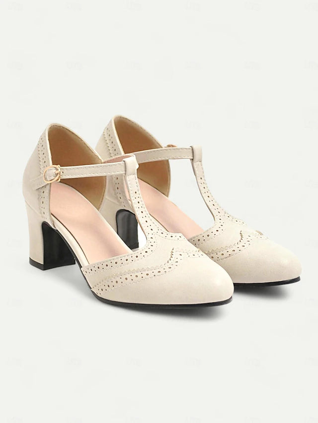 Damen Dirndl Pumps Mit T-Riemchen Für Oktoberfest | Blockabsatz