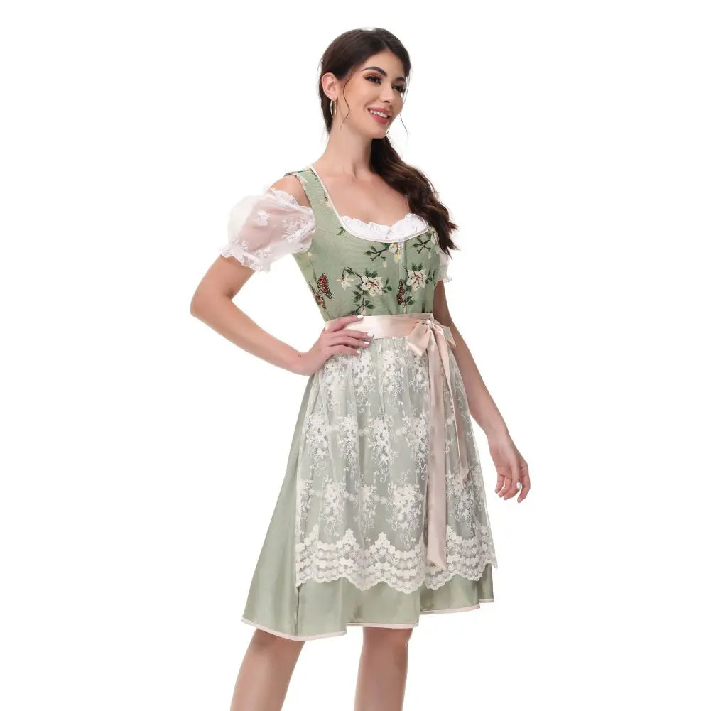 Damen Dirndl mit Blumenmuster und Schürze | Oktoberfest