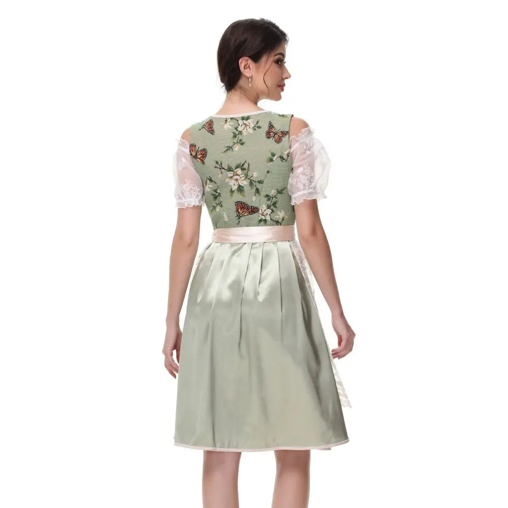 Damen Dirndl mit Blumenmuster und Schürze | Oktoberfest