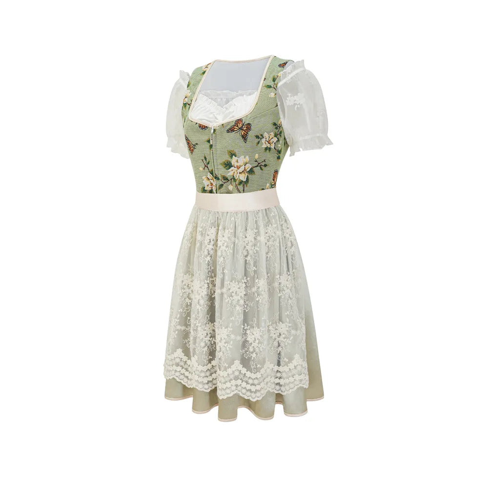 Damen Dirndl mit Blumenmuster und Schürze | Oktoberfest