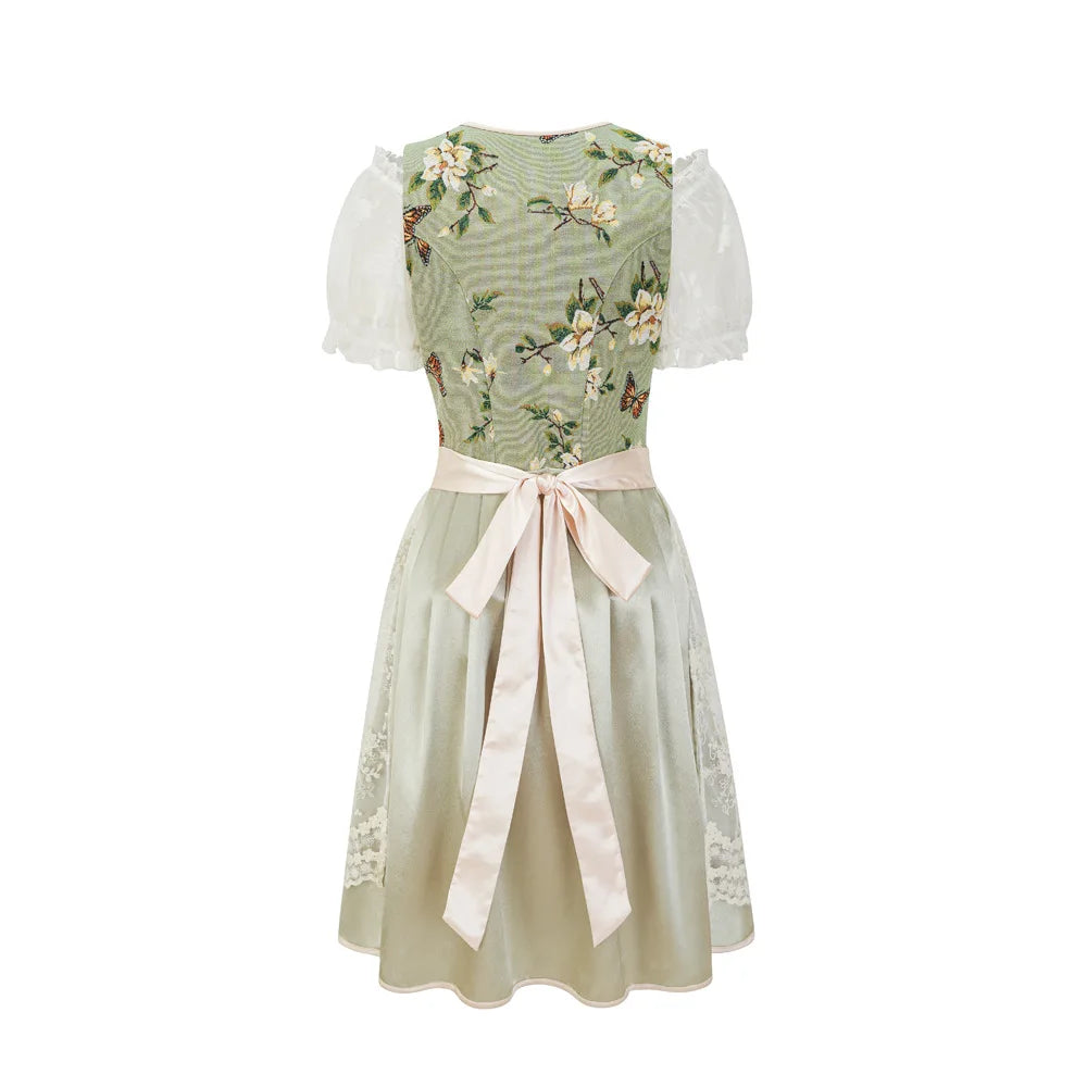 Damen Dirndl mit Blumenmuster und Schürze | Oktoberfest
