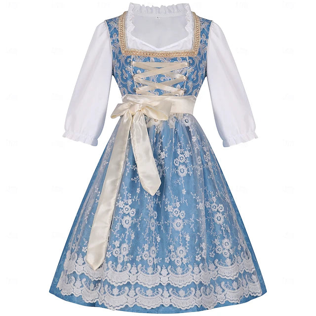 Damen-Dirndl mit Viertelärmeln Spitze und Schürze | Oktoberfest