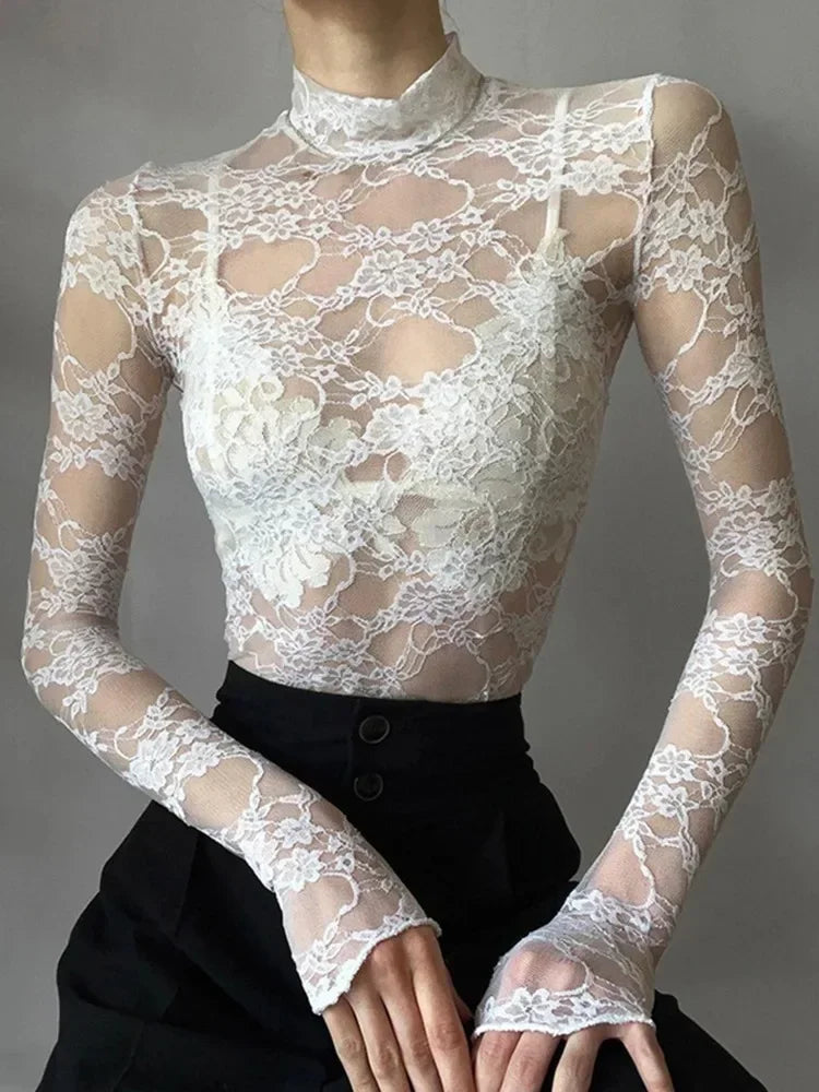 Damen Dirndlbluse Langarm Hochgeschlossen | Oktoberfest