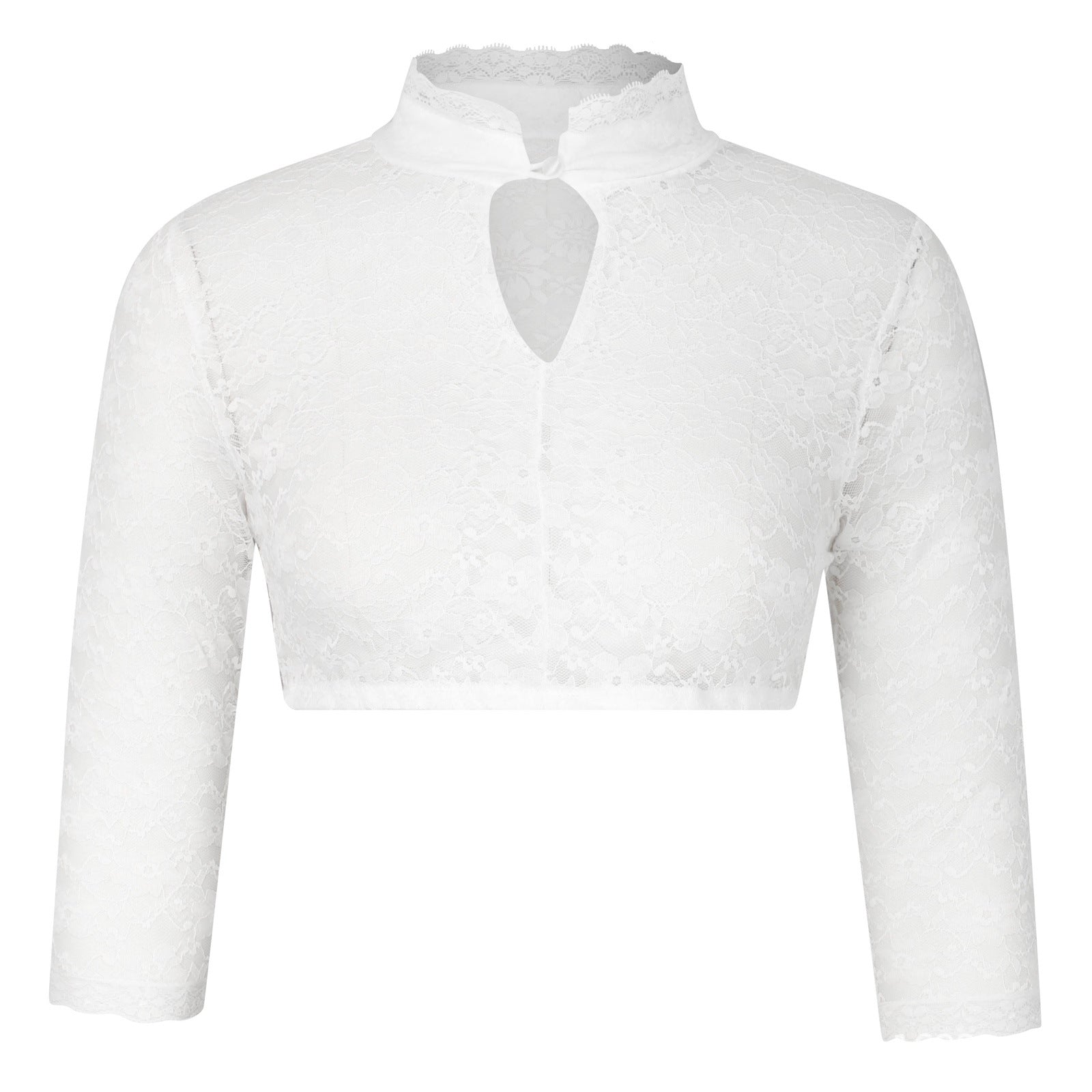 Damen Dirndlbluse Weiß Mit Spitze Und Stehkragen | Oktoberfest
