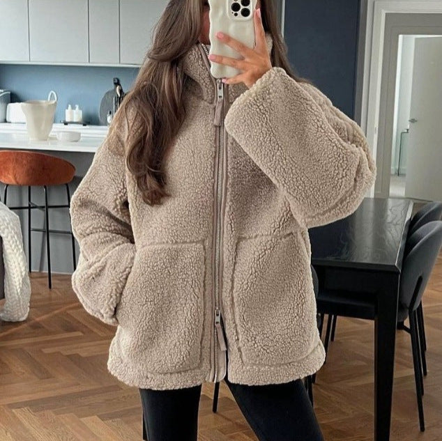 Damen Fleecejacke Mit Zip & Taschen | Warm