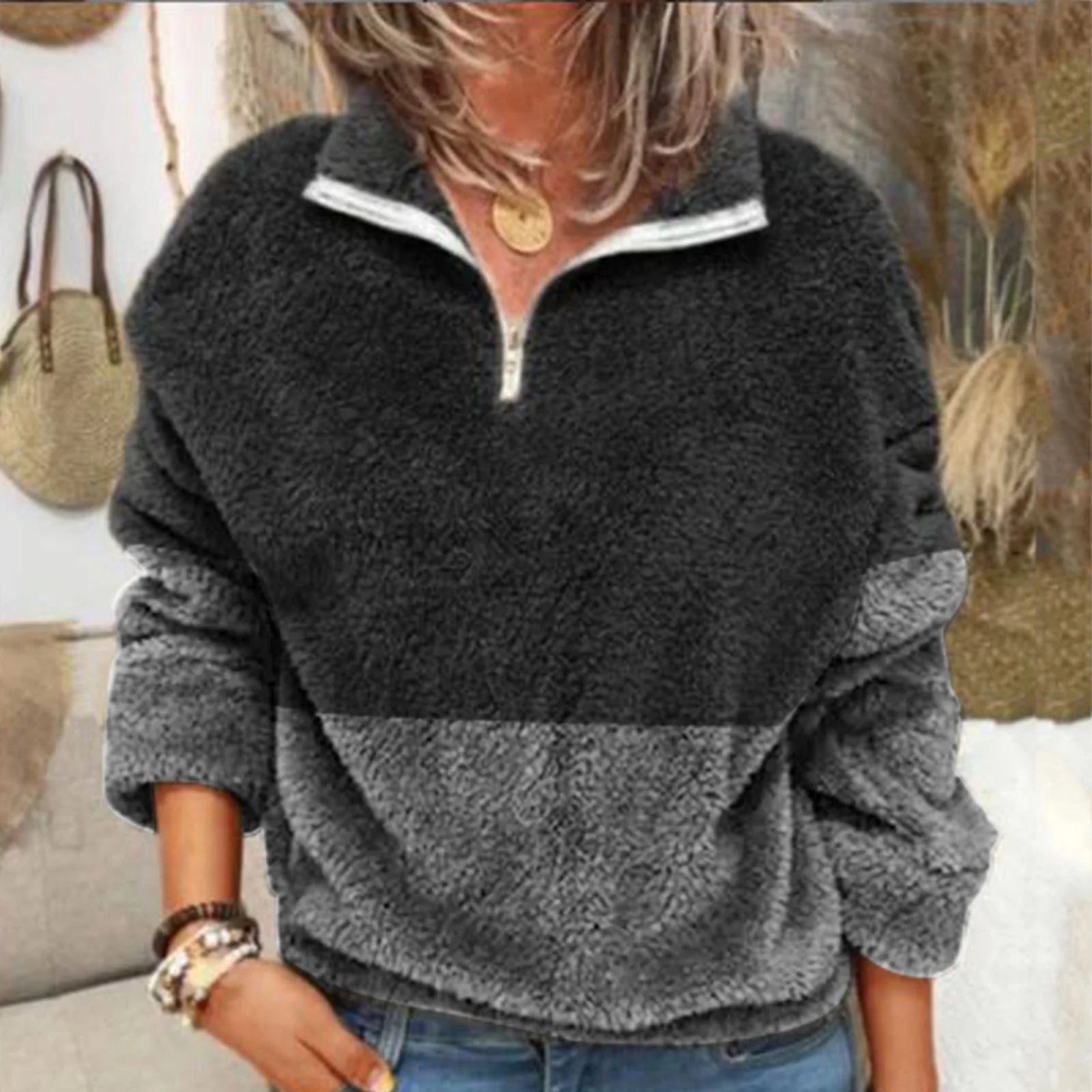 Damen Fleecepullover Mit Reißverschluss | Warm