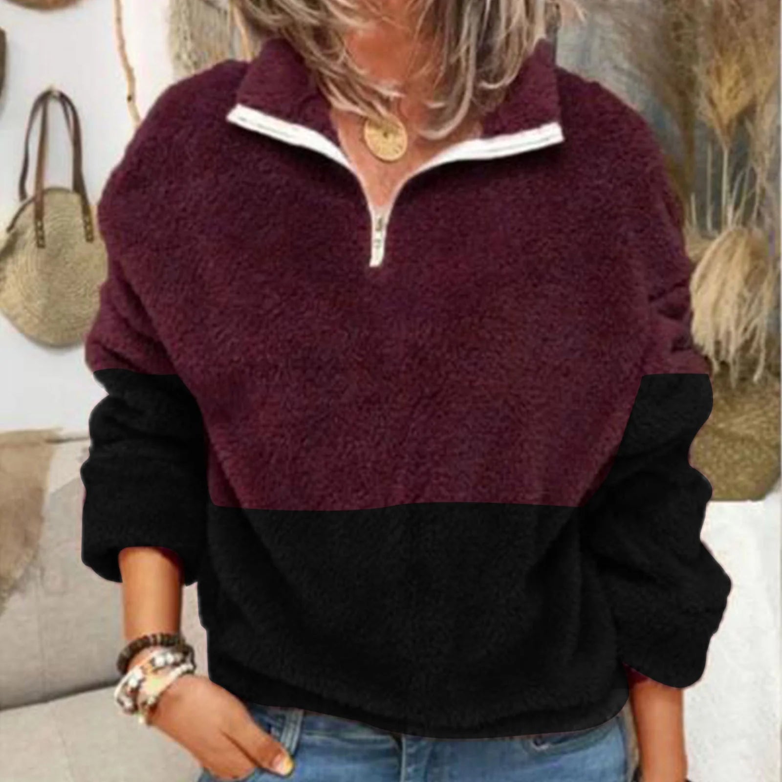 Damen Fleecepullover Mit Reißverschluss | Warm