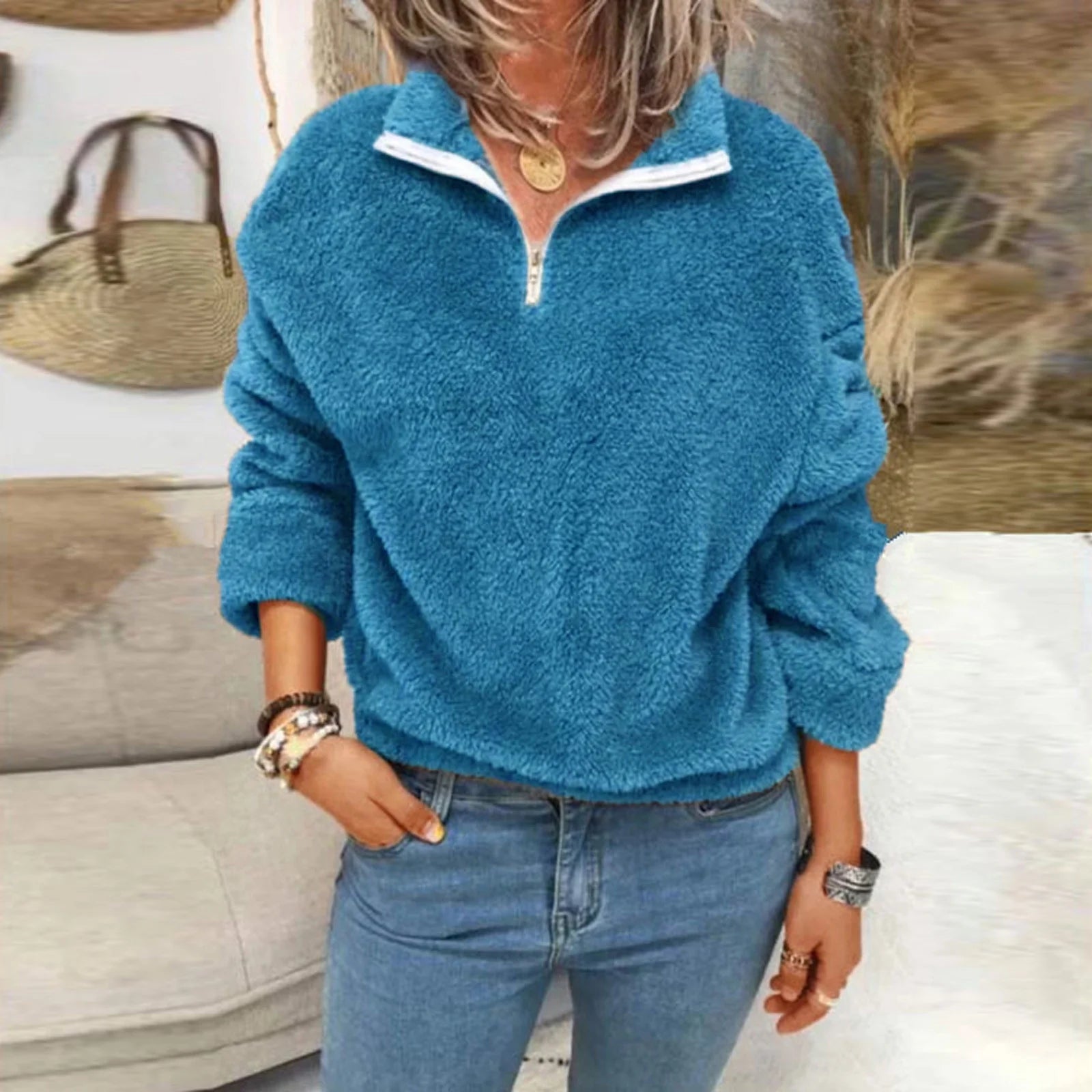 Damen Fleecepullover Mit Reißverschluss | Warm