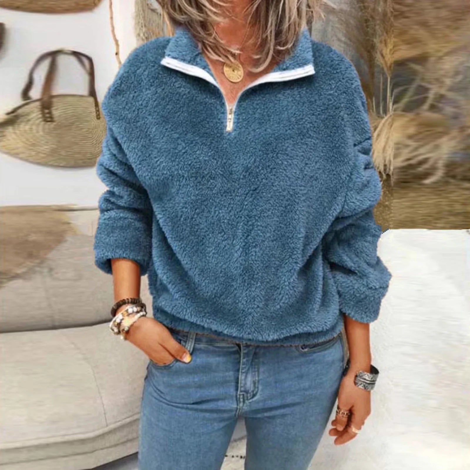 Damen Fleecepullover Mit Reißverschluss | Warm
