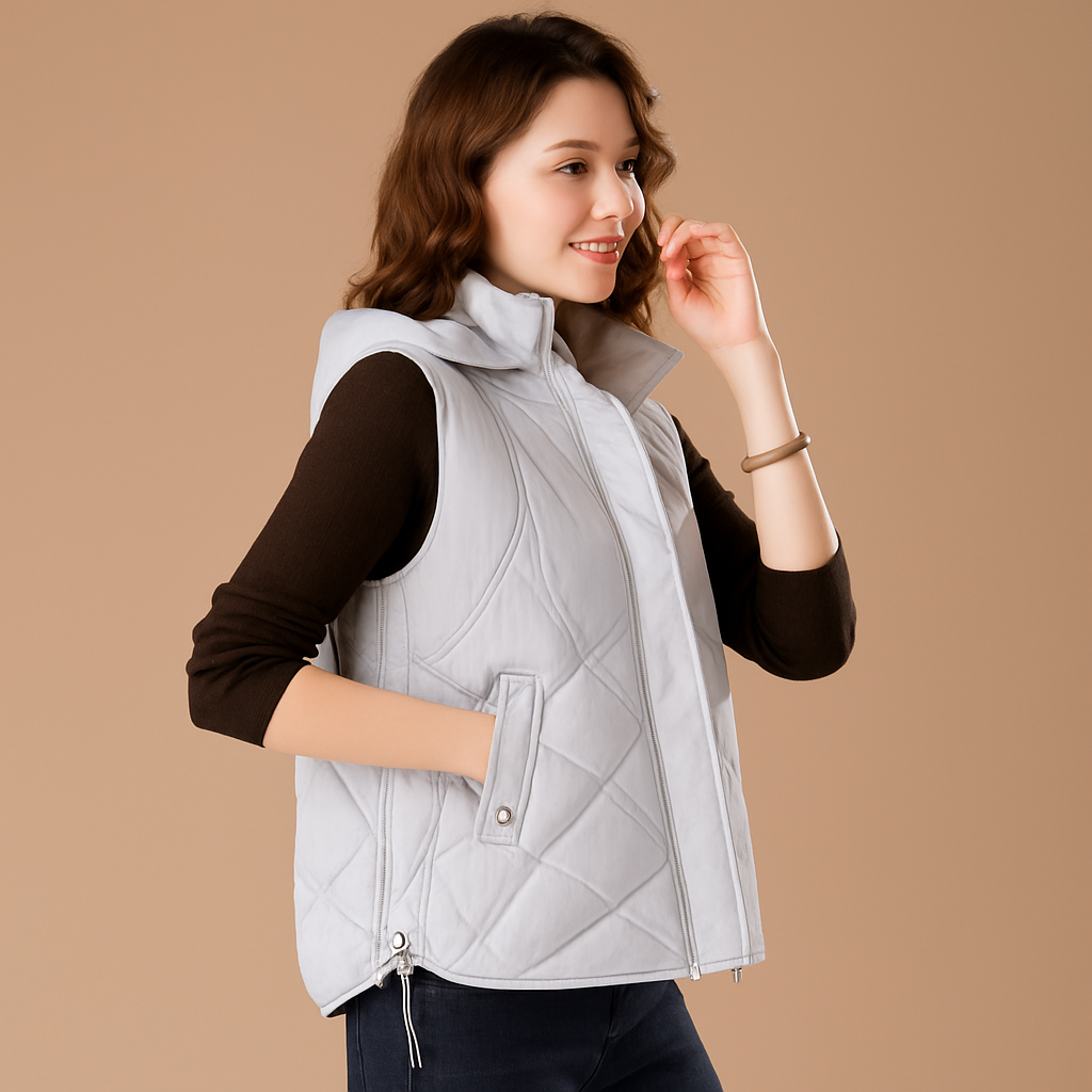 Damen Gilet Mit Kapuze Und Steppdesign | Modern