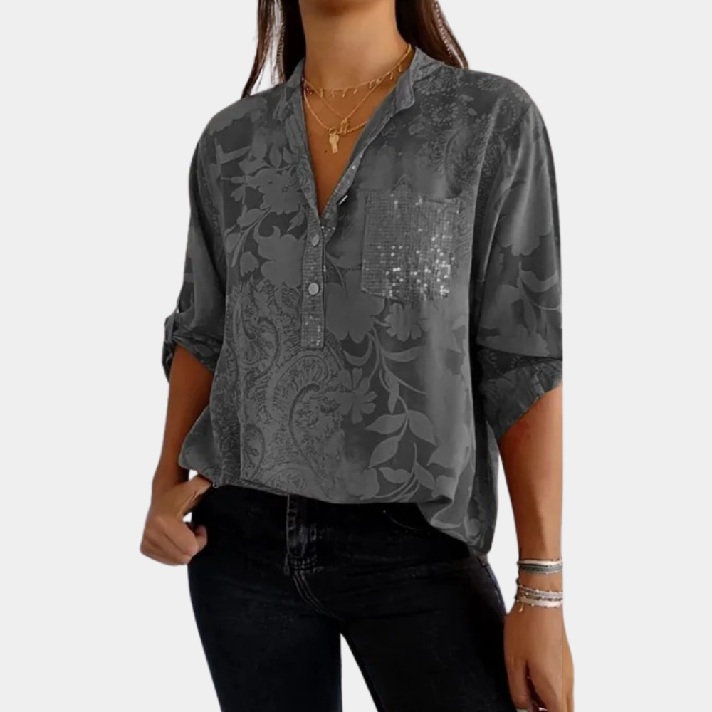 Damen Glitzer Bluse Mit Pailletten | Elegant
