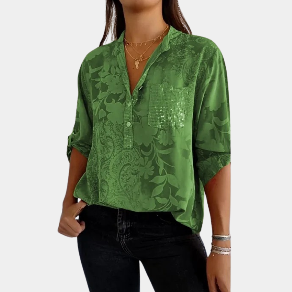 Damen Glitzer Bluse Mit Pailletten | Elegant