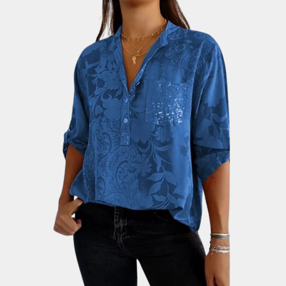 Damen Glitzer Bluse Mit Pailletten | Elegant