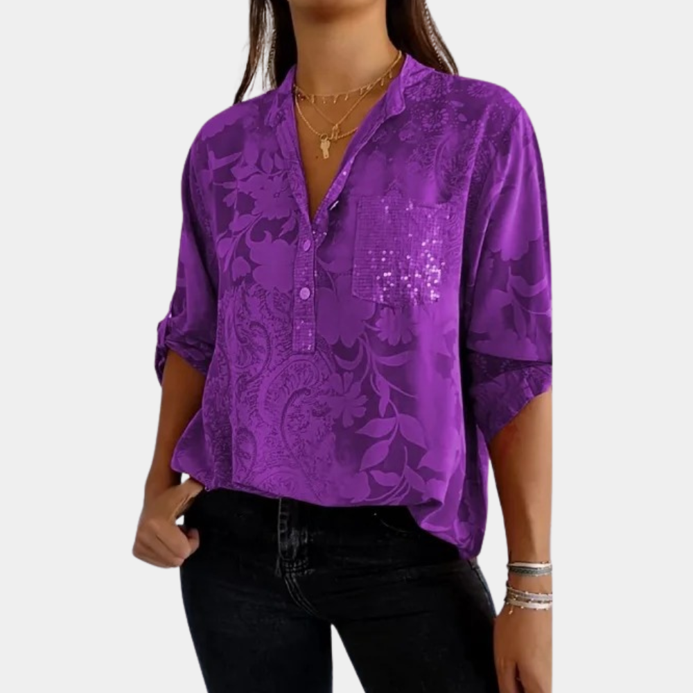 Damen Glitzer Bluse Mit Pailletten | Elegant