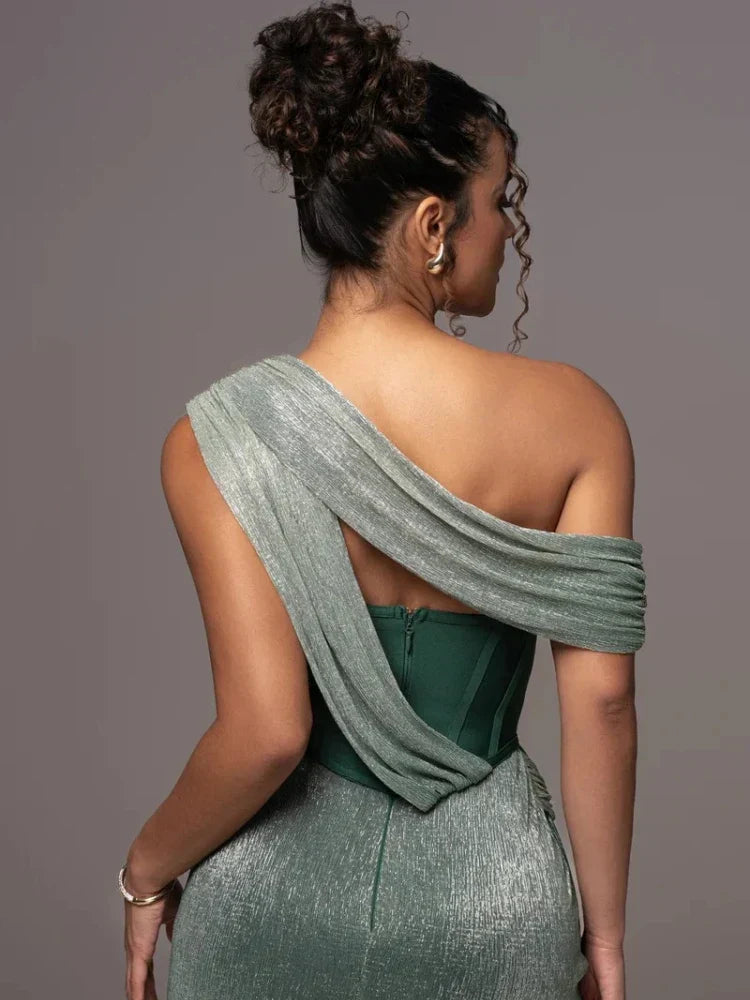 Damen Glitzer Kleid Asymmetrisch Maxi | Abend Elegante