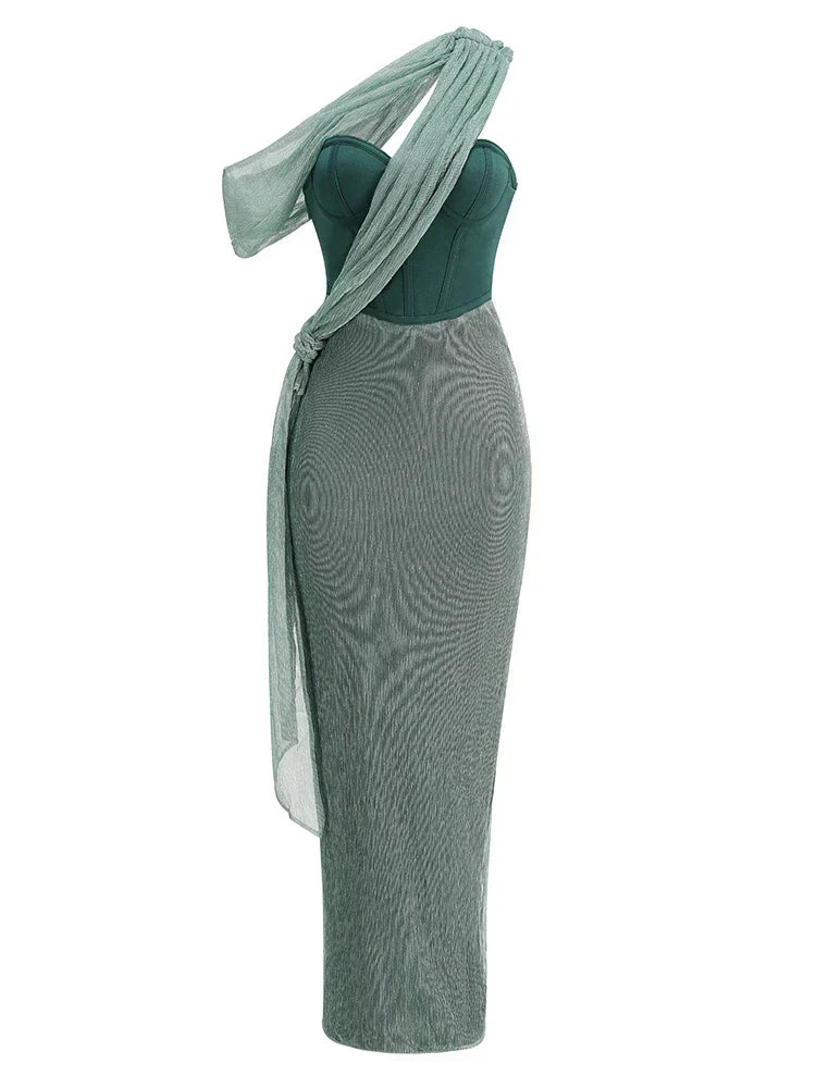 Damen Glitzer Kleid Asymmetrisch Maxi | Abend Elegante