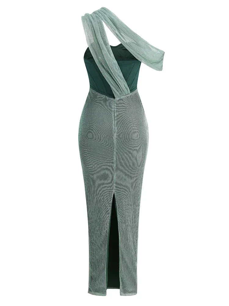 Damen Glitzer Kleid Asymmetrisch Maxi | Abend Elegante