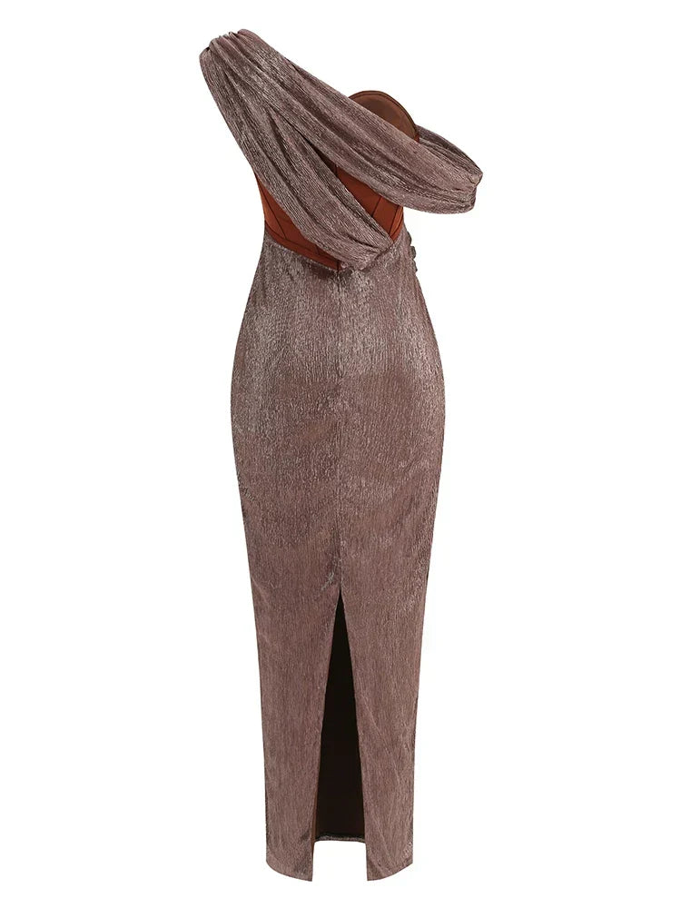 Damen Glitzer Kleid Asymmetrisch Maxi | Abend Elegante