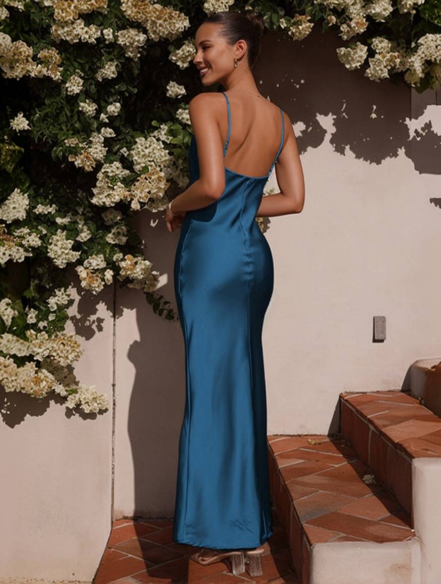 Damen Hochzeitsgast Kleid Maxi Mit Wasserfallausschnitt | Elegant