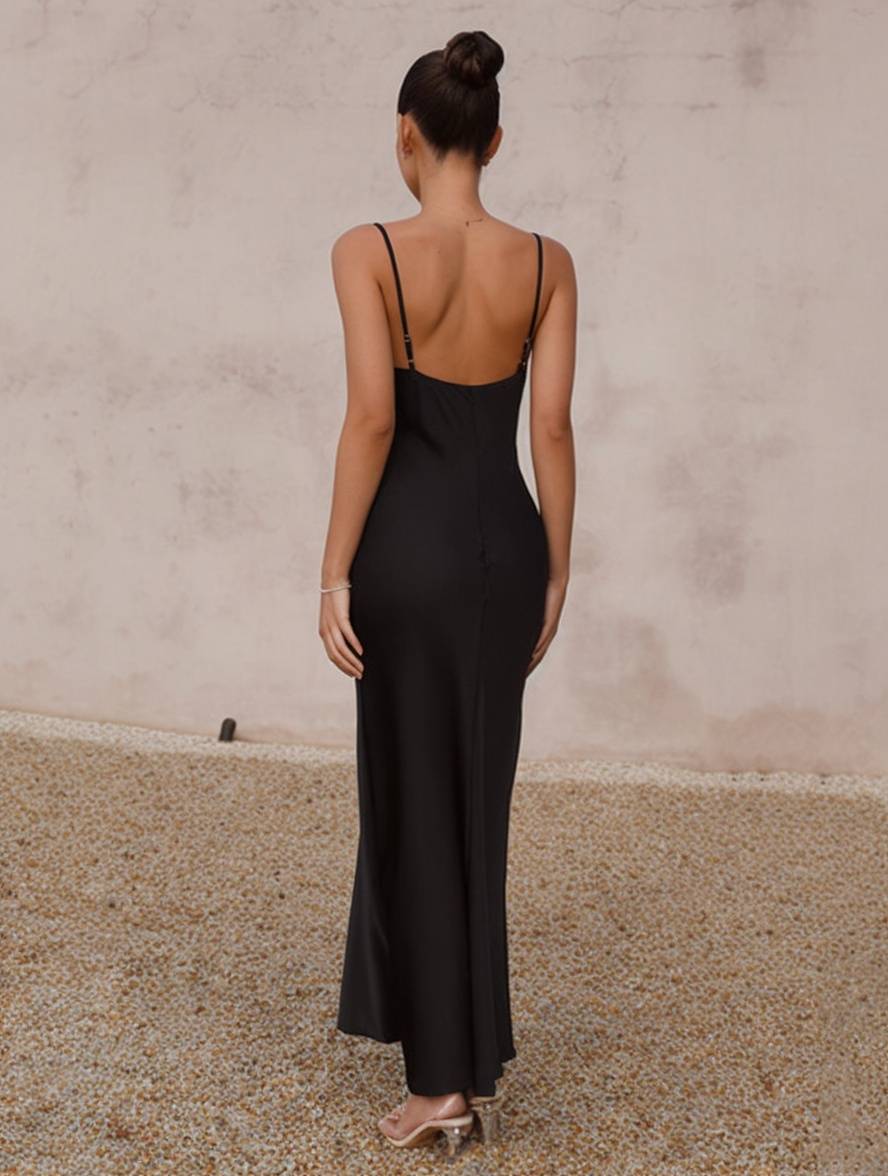 Damen Hochzeitsgast Kleid Maxi Mit Wasserfallausschnitt | Elegant