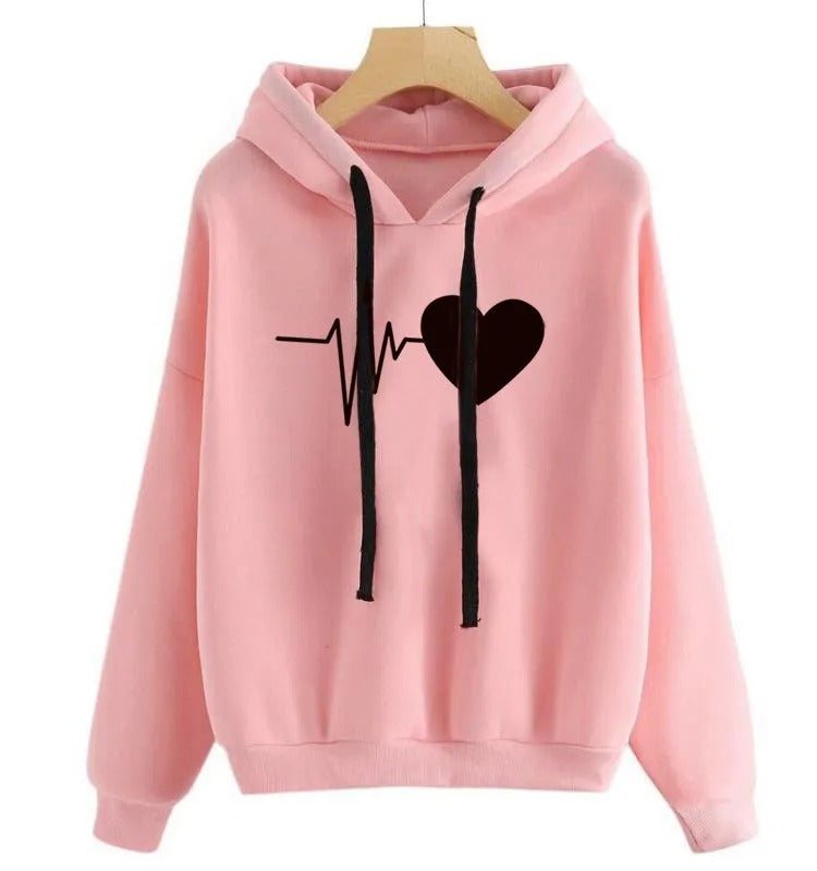 Damen Hoodie Mit Herzmotiv Bedruckt | Bequem