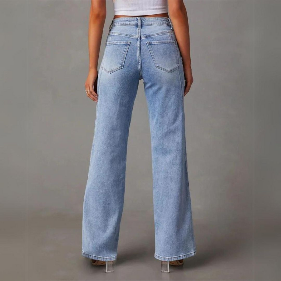 Damen Jeans Hochtailliert Gerade | Lang