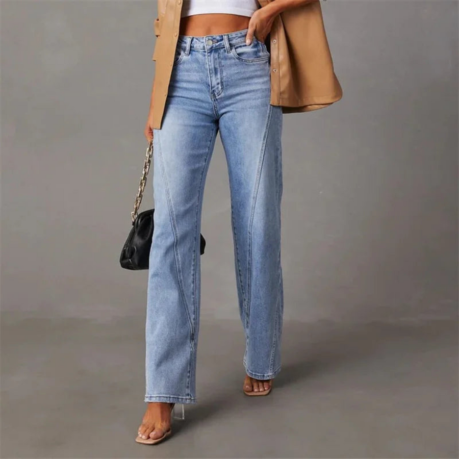 Damen Jeans Hochtailliert Gerade | Lang