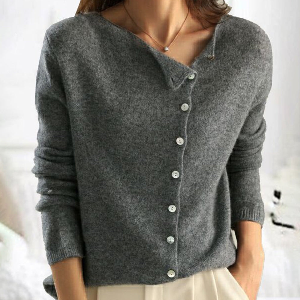 Damen Lange Strickjacke Mit Knöpfen | V-Ausschnitt