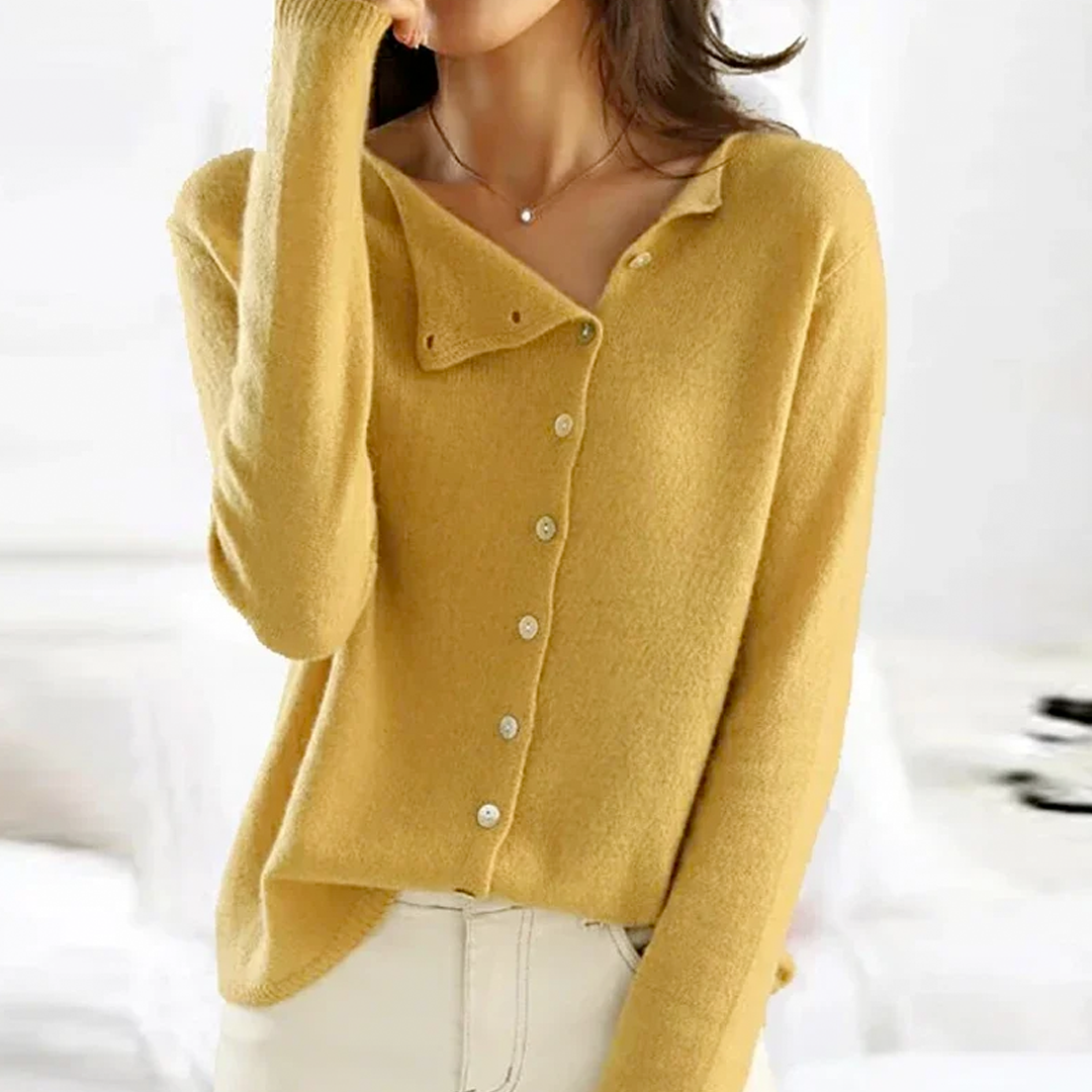 Damen Lange Strickjacke Mit Knöpfen | V-Ausschnitt