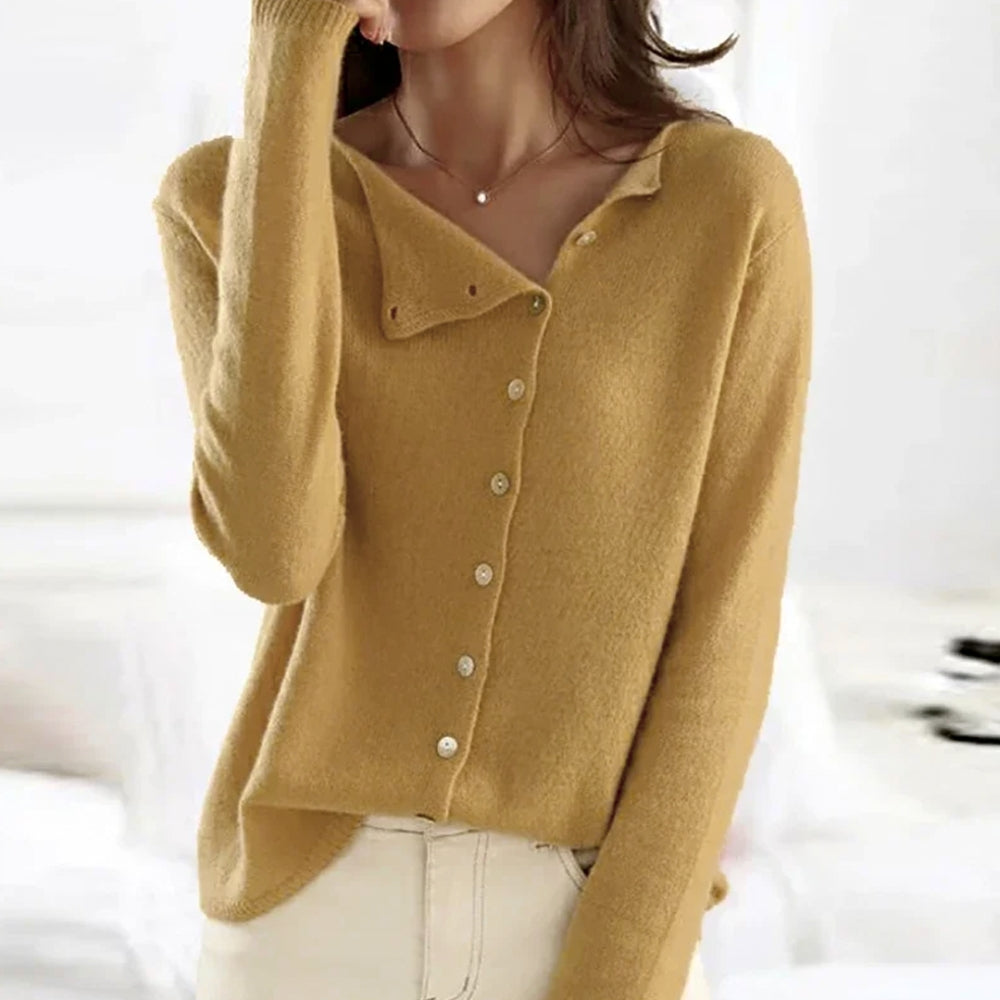 Damen Lange Strickjacke Mit Knöpfen | V-Ausschnitt