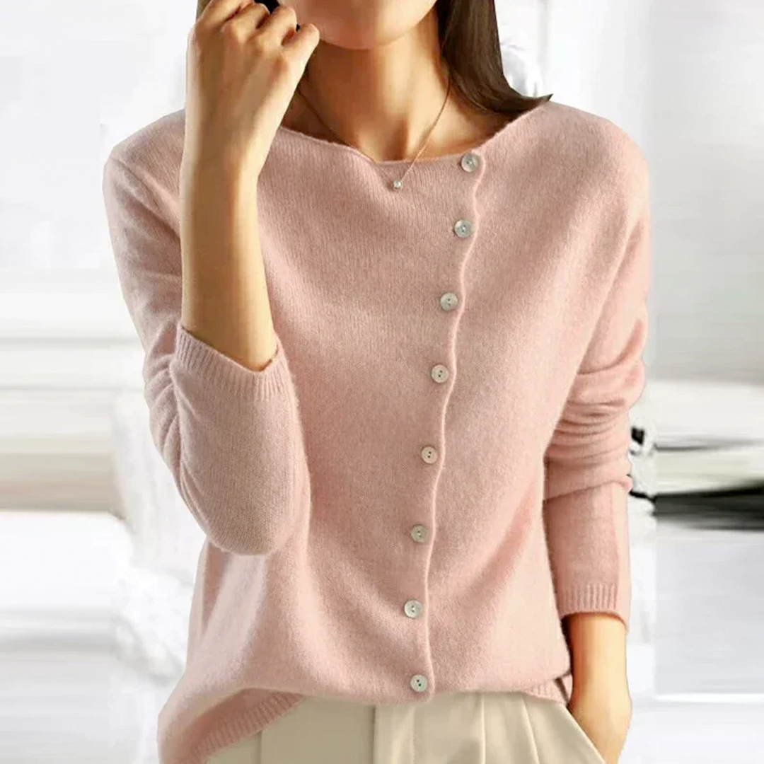 Damen Lange Strickjacke Mit Knöpfen | V-Ausschnitt
