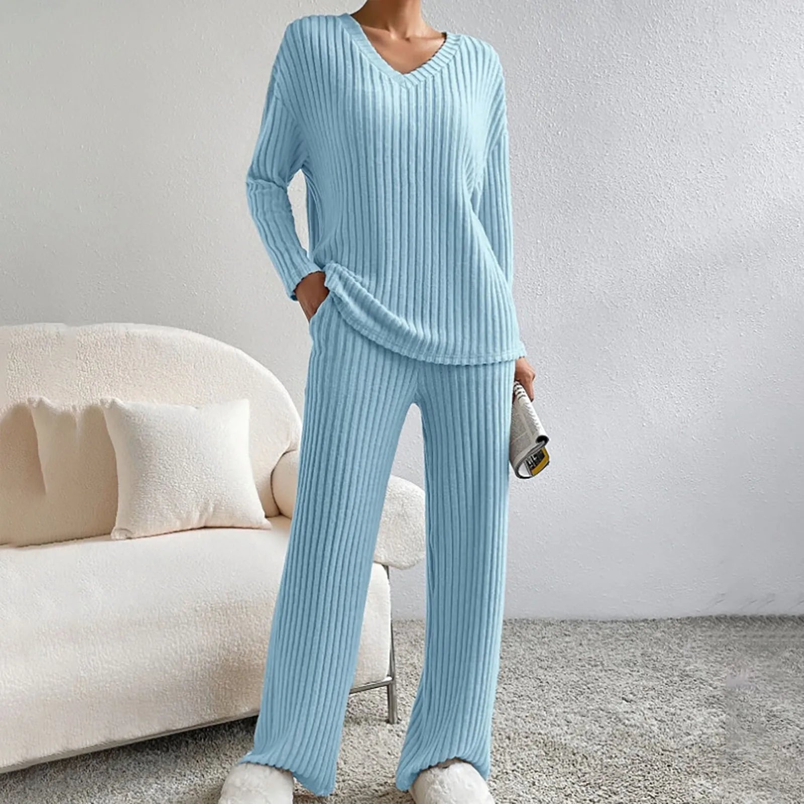 Damen Loungewear-Set Mit V-Ausschnitt | Beque