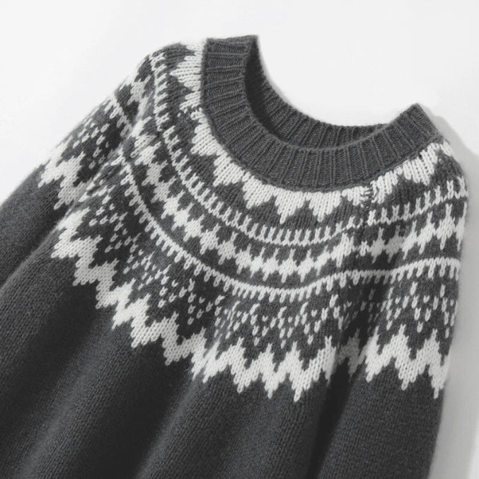 Damen Norweger Pulli Mit Strickdesign | Oversize