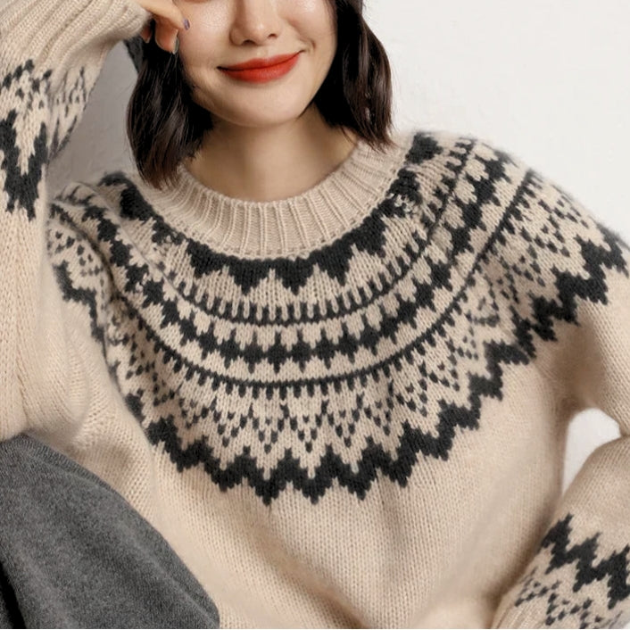 Damen Norweger Pulli Mit Strickdesign | Oversize